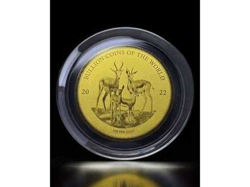 2022 African Springbok Goldmünze 1/200 oz 999 Feingold Tschad 5000 Francs CFA – Gratis Versand