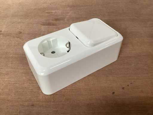 Olympic surface-mounted combination, wall socket with switch (30x)