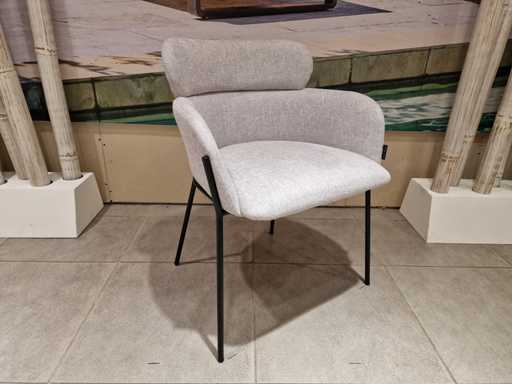 2 x Castle-Line Dining Chair Modèle Lido Tub Tub gris clair avec pieds noirs