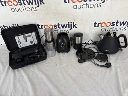 Tunturi MG50 Massagepistole | Prinzessin Multi Chopper | Prinzessin Blender | Inventum-Teekanne | Inventum Milchaufschäumer