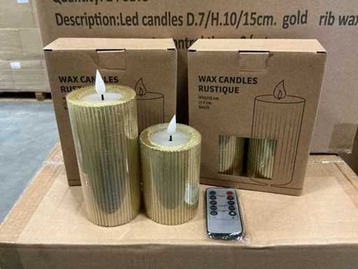 Świece Led Batch D7/H10/15cm gold rib wax 2/set (zestaw 119x)