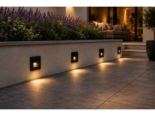 6 x LED Stair Lighting 3W – 3000K Warm White - Square – Black – IP54 – ICON-S