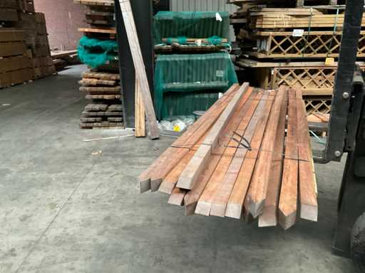 Lot of Azobé hardwood garden posts 6.5x6.5 cm