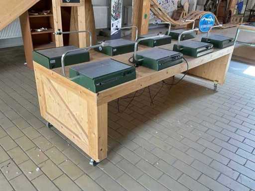 Worktable with 8x Proxxon hot wire cutting machine