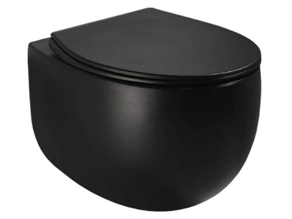 Built-in wall-hung toilet with toilet seat matt black