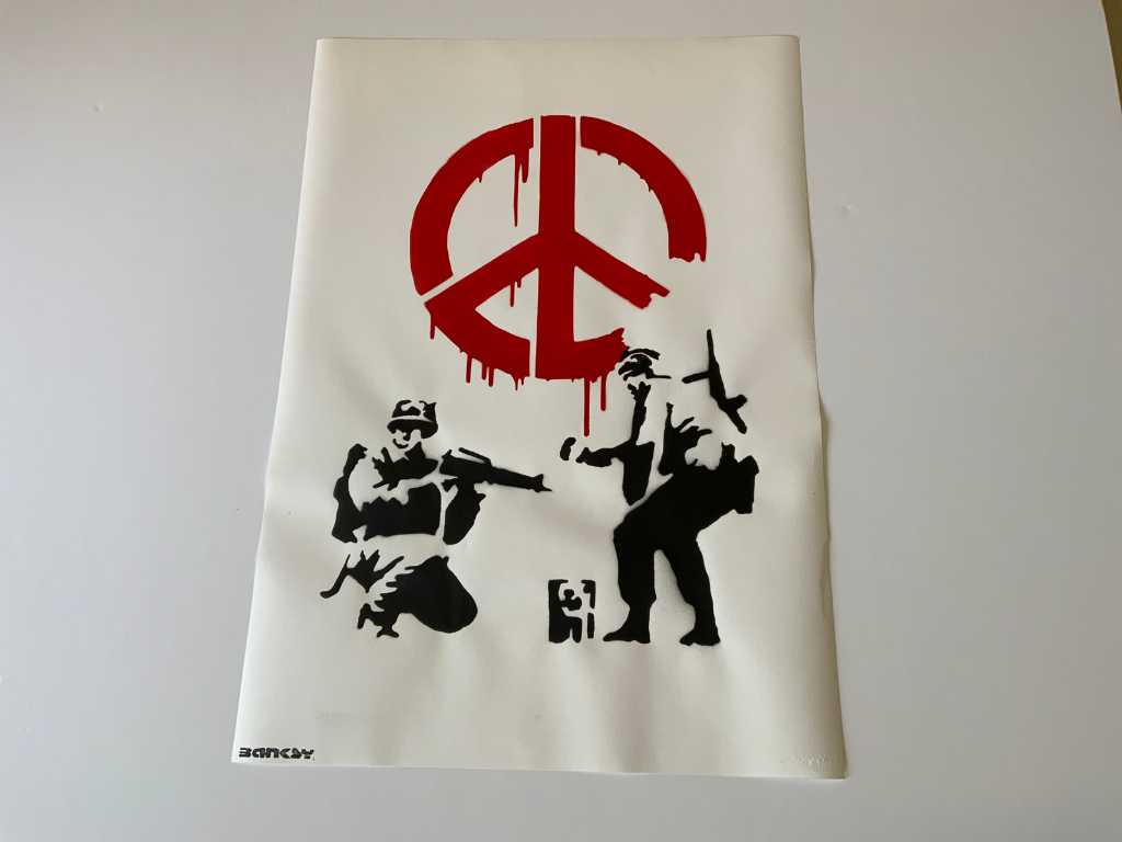 Original spray art after Banksy "peace soldiers"