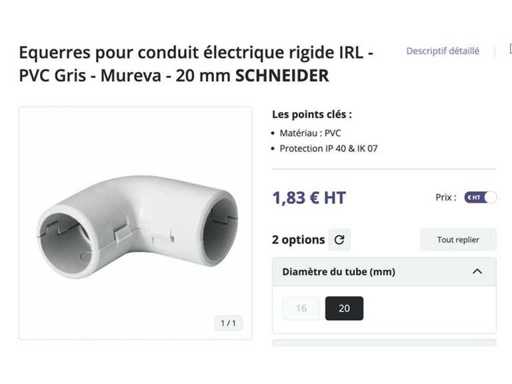 SCHNEIDER - Mureva - Staffe rigide per condotti elettrici IRL - PVC Grigio - 20 mm (10x)