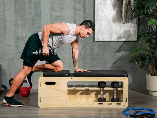 Banc de musculation, banc d'entraînement avec boîte de rangement
