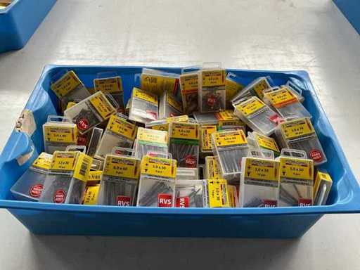 Rotadrill Assorti diverse schroeven RVS, messing en verzinkt (100x)