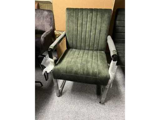 Krzesło jadalne (4x) aksamitnie zielone, czarne stalowe