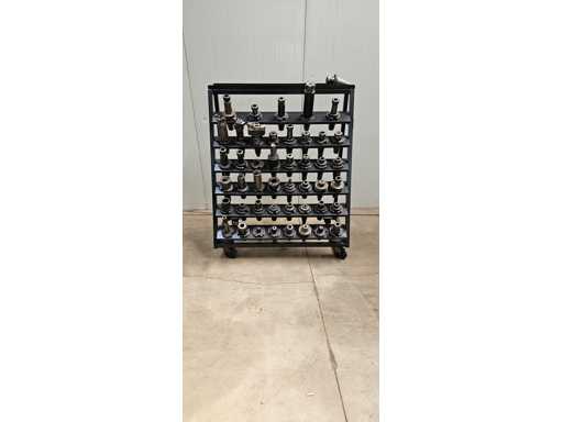   Lot of SK tool holders with storage rack