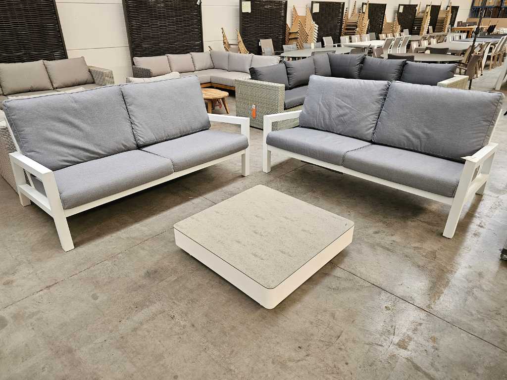Suns Lagoon Lounge Set Alu White + Cushions Grey
