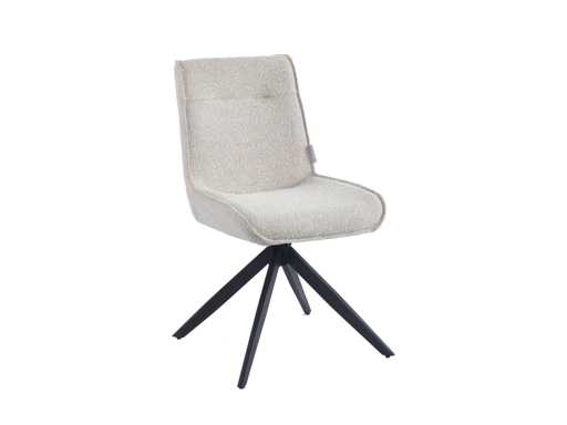 Colenis - Brutus Dining Chair - Set di 6 - Beige - Tessuto Chenille - Gambe Nere - Sedia