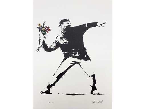 Banksy (geboren in 1974), gebaseerd op - Er hangt liefde in de lucht
