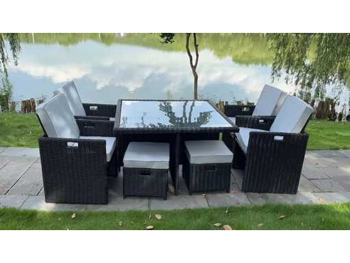 Ensemble de jardin - VONATO - Marron moderne - 9 pièces