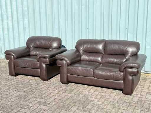 Lederen Bankstel 2-zit + Stoel