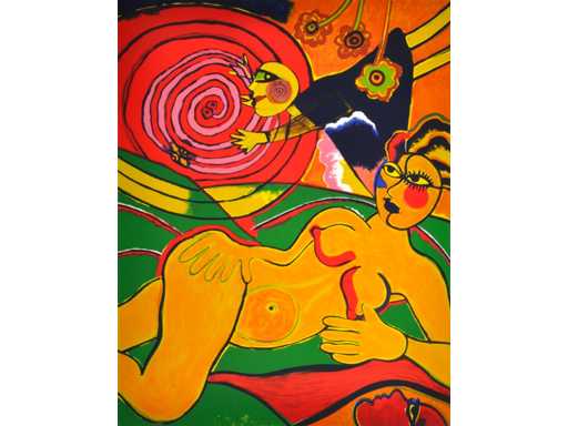 Corneille - Lenchantement du soleil serpent - litho - 100x78 cm