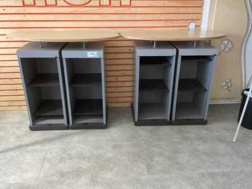 Filing cabinet (2x) 120x105x56, on wheels, top worktop oval, colour grey 