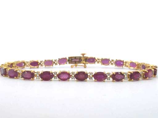 Goldenes Tennisarmband mit Diamanten und Rubin