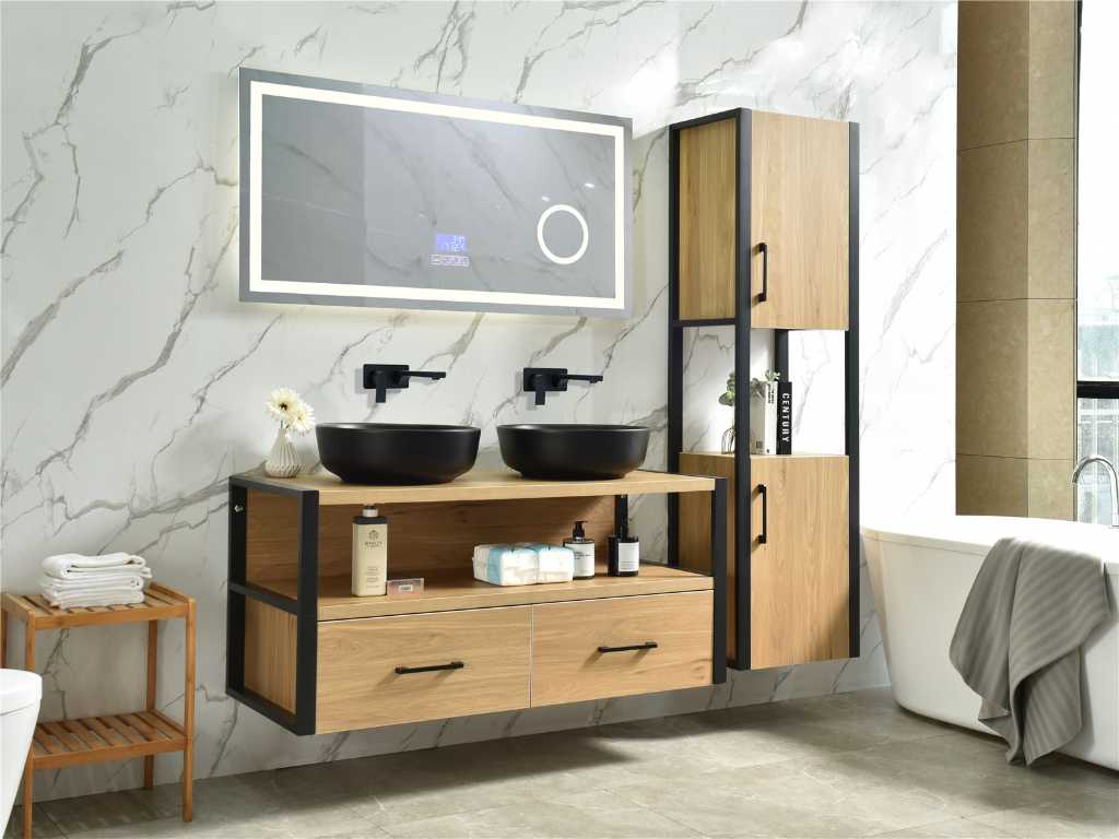 Meuble sous-vasque T01-1801 120 cm avec miroir Bluetooth NOUVEAU