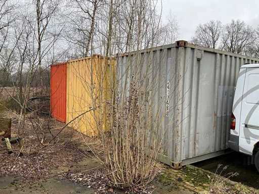 Seecontainer 20 Fuß mit Gabelstaplerschlitten (3x)