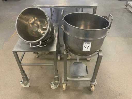 Bols à mélanger sur chariot de transport (2x)