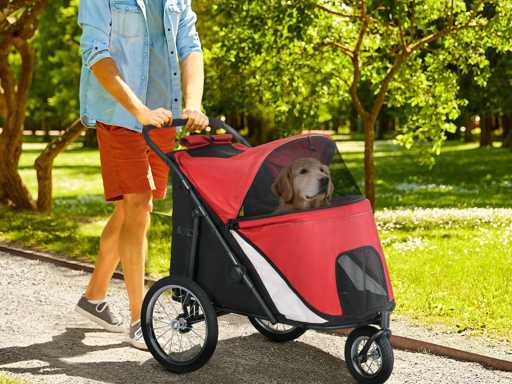 Poussette pour chiens, pliable, auvent relevable