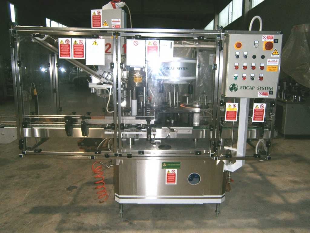 Eticap System - Glue labeller with 3 plates, 2 stations for label and counter 