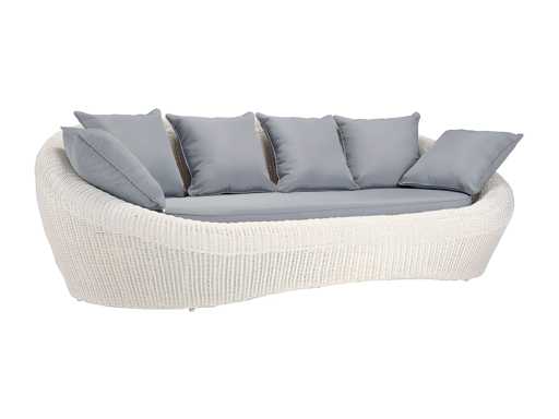 3-seater garden sofa in ivory woven resin