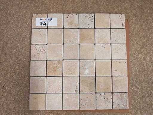 Pierres naturelles travertin beige 5x5 cm Mosaïque 30x30 cm 41 pièces