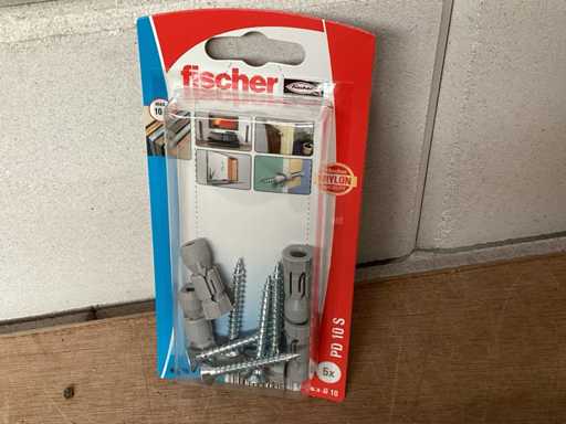 Fischer 90915 Hohlwanddübel PD10 mit Schraube, 5 Stück (200x)
