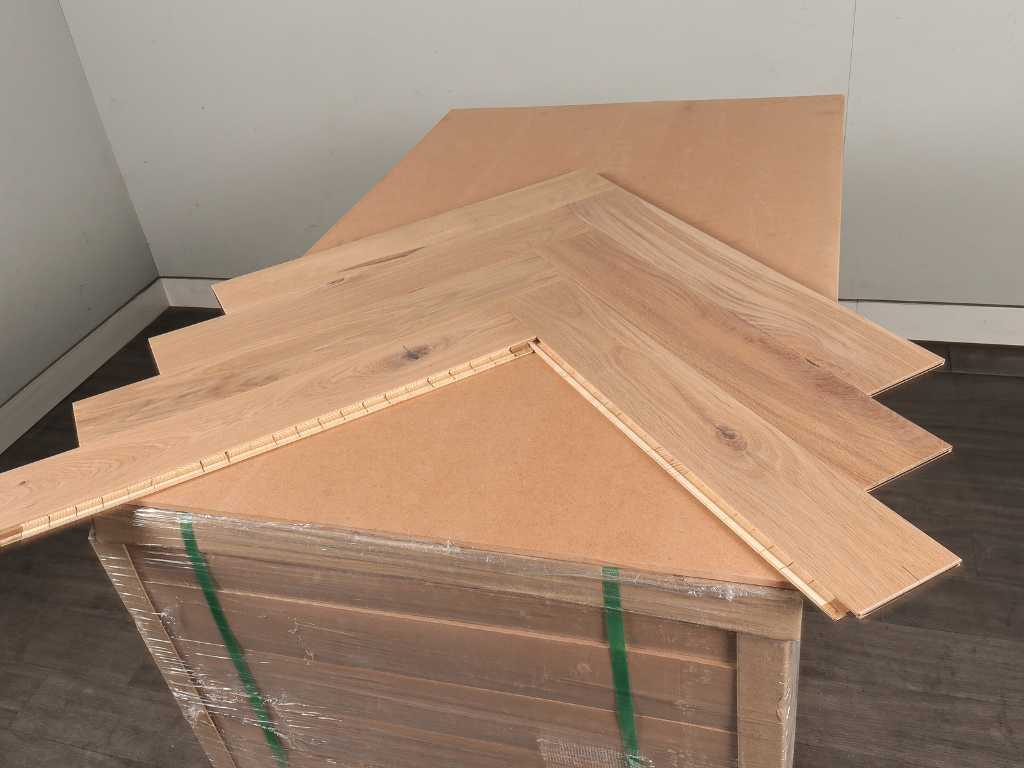 59 m2 Parquet à chevrons en chêne multilames - 660 x 110 x 14 mm