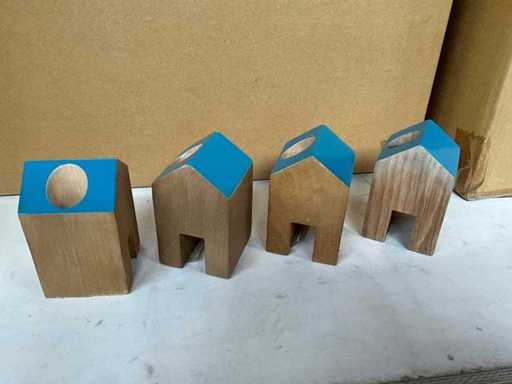 Suport de lumânări Fair Trade din lemn 'Home' 6 x 6 x 9,5 cm (192x)