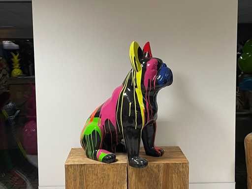 Franse Bulldogs Zit H80cm Zwart Trash