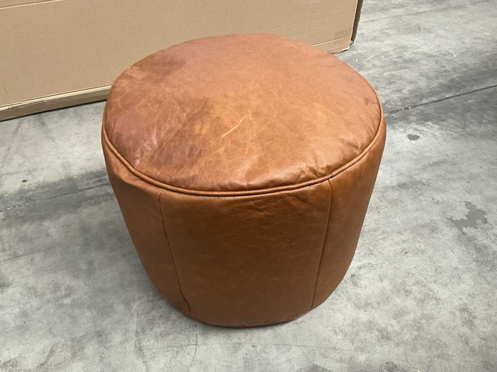 1x Pouf round leather JORN 1001