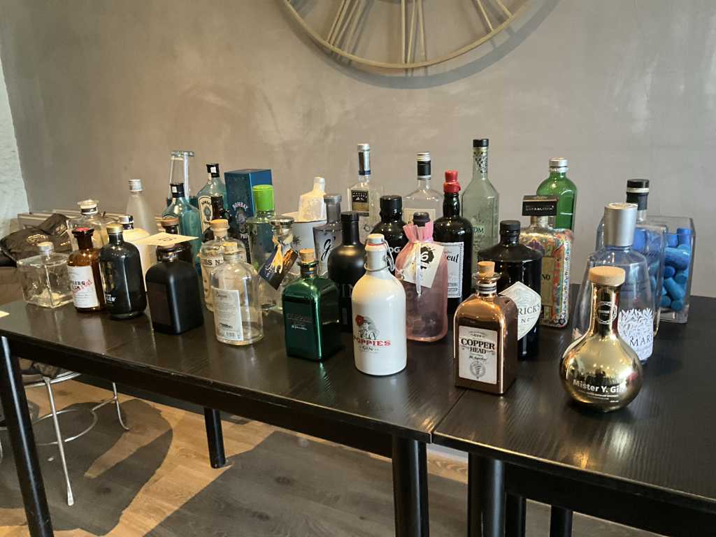 34 different decorative bottles