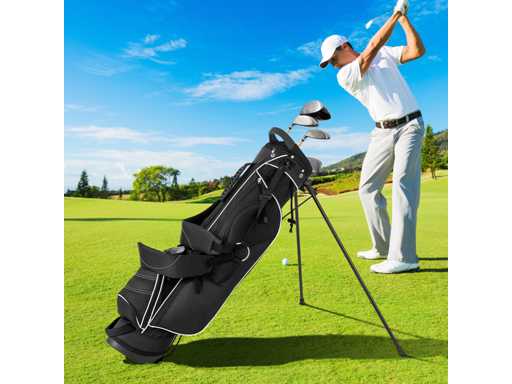 Tripod golf bag with trolley, storage compartments and carrying pockets with 4 dividers