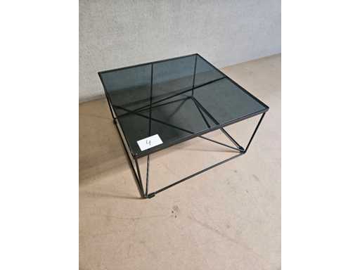 coffee table black with glass plate 70x70cm