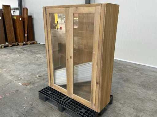 Eichenvitrine mit Regalen 156,5x121,5x36 cm