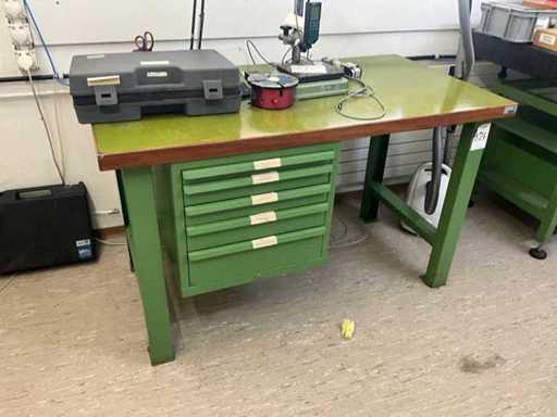 Workbench with contents without accessories on work surface
