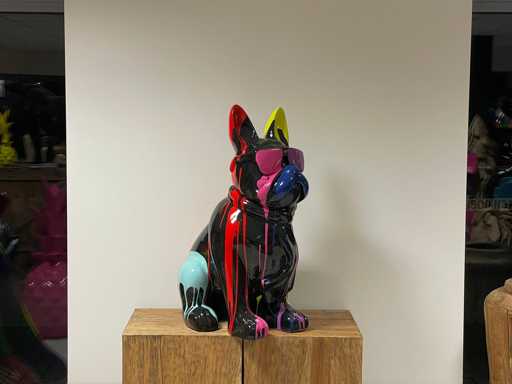 Franse Bulldogs met bril H80cm Zwart Trash