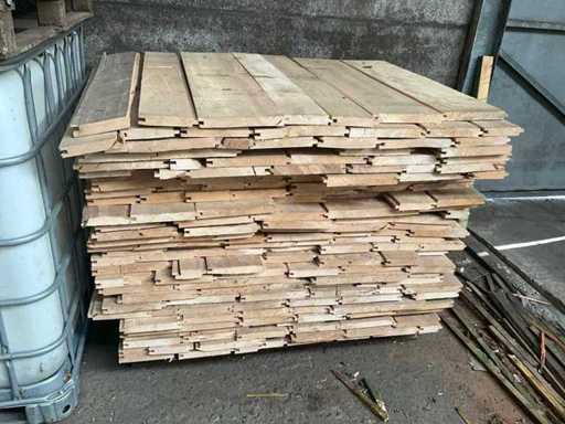 Partij tand- en groef houten planken (1 pallet)