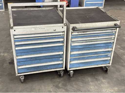   2 mobile tool trolleys with contents