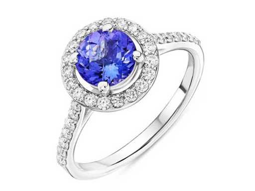 Luxury Ring in Natural Tanzanite AAA+ 1.78 carats in 18k white gold