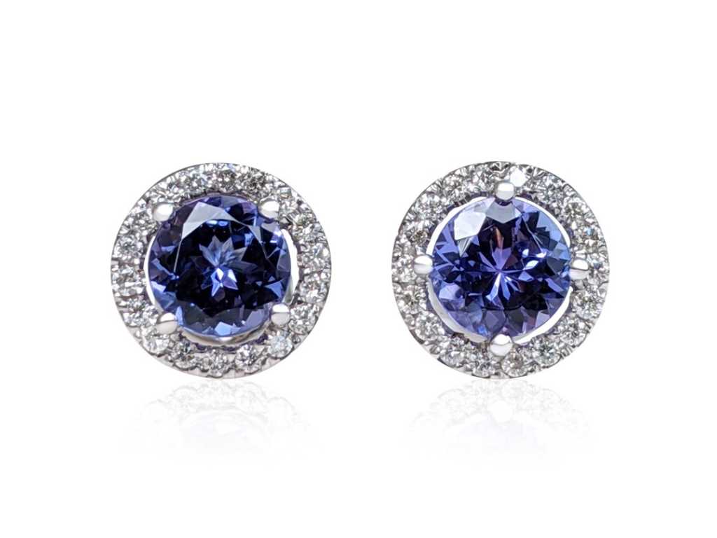 Boucles d’oreilles de luxe en tanzanite bleu-violet naturelle 1,92 carat