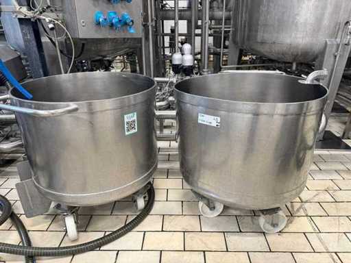 310 Ltr – Mobile Edelstahl-Prozessbehälter / Zutatentransferkessel (2x)