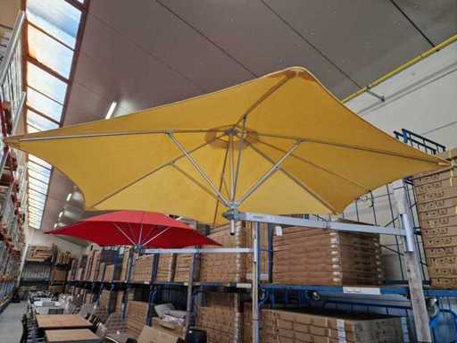 Umbrosa Paraflex Wall Parasol Classic avec bras Alu 185 cm + Parasol Jaune