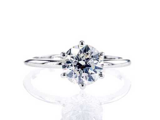 Bague solitaire de luxe en diamant naturel 1,58 carat en or blanc 18 carats