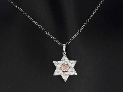 Davidstern-Anhänger mit hochwertigen natürlichen rosa und weißen Diamanten