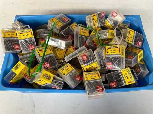 Rotadrill Diverse schroeven RVS, verzinkt en messing in blister (100x)